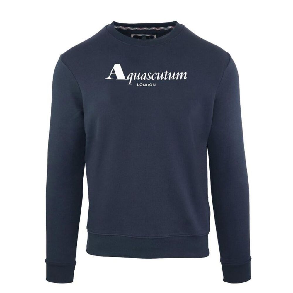 Aquascutum Mens Ribbed Logo Sweatshirt / Navy